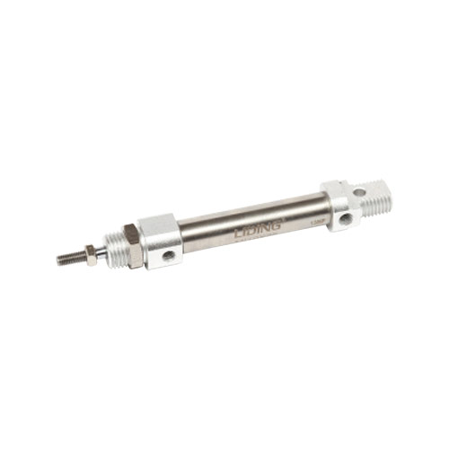 A mini pneumatic cylinder works with compressed air in the barrel